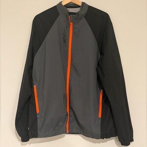 adidas Men’s Gray & Black Windbreaker with Orange Zippers
